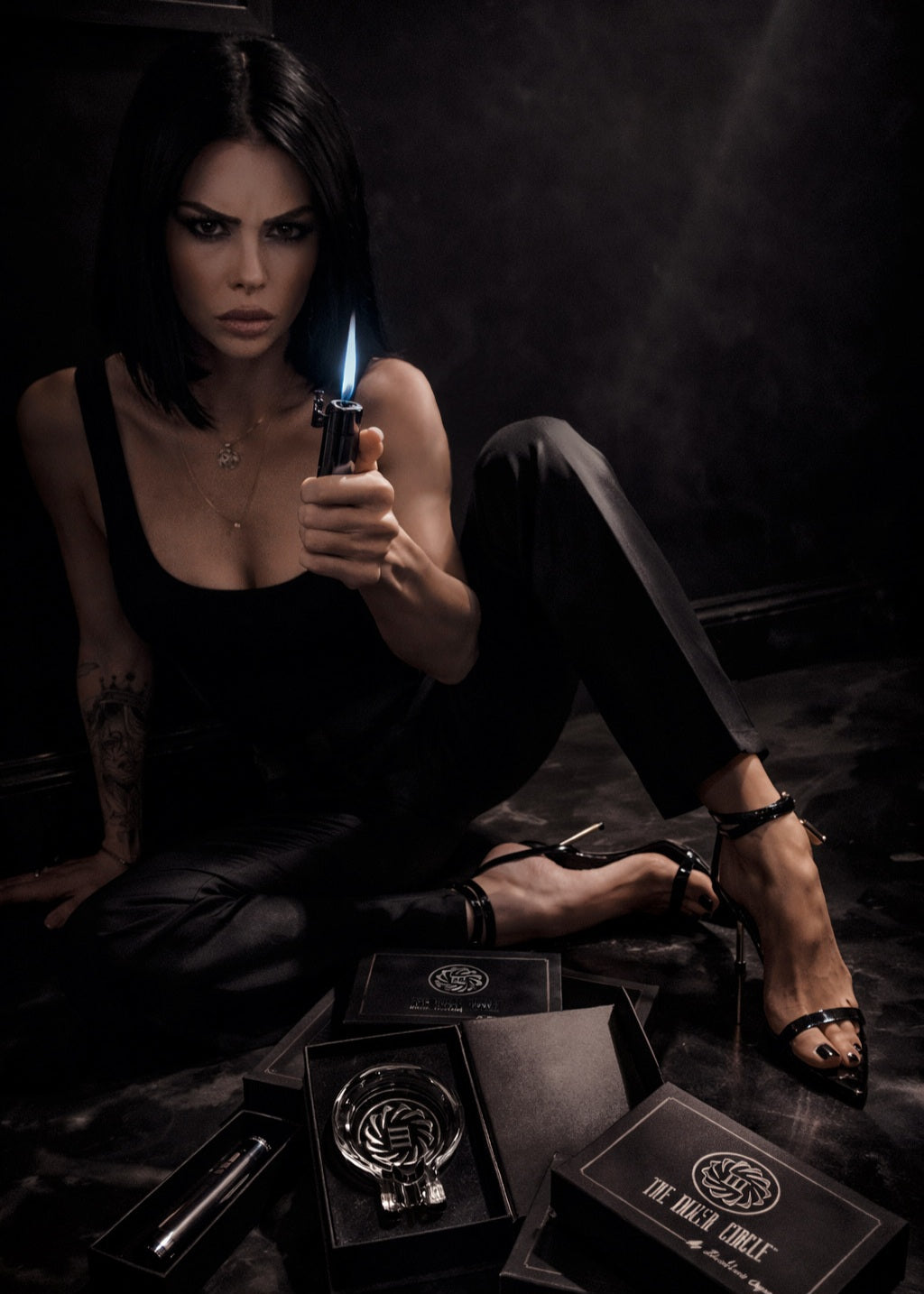 LUXURY CIGAR LIGHTER ASHTRAY SET